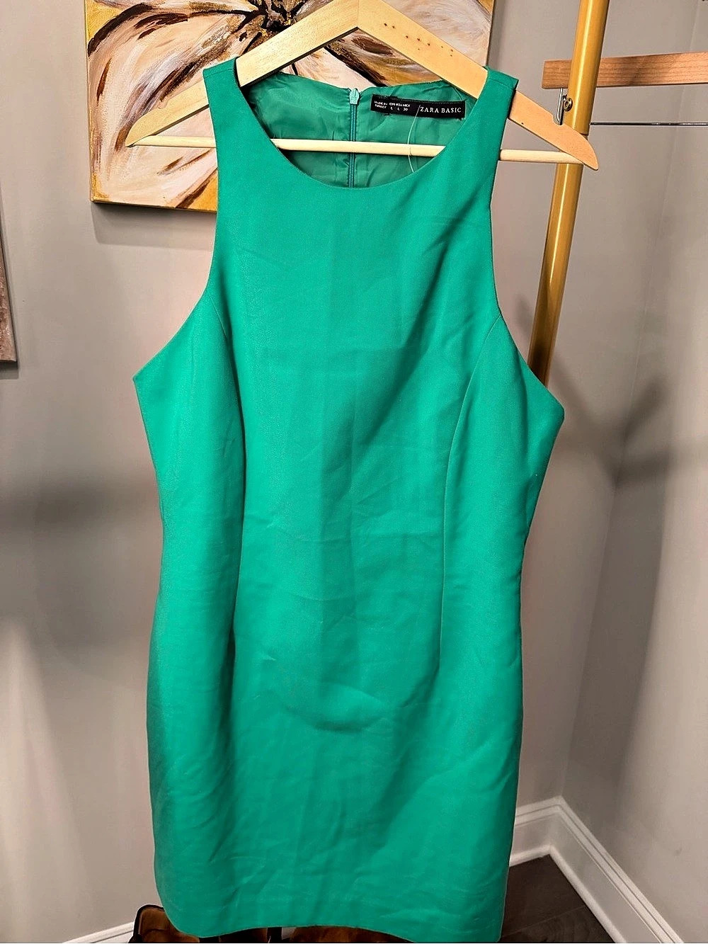 Zara Green Mini Dress Size Large Like New